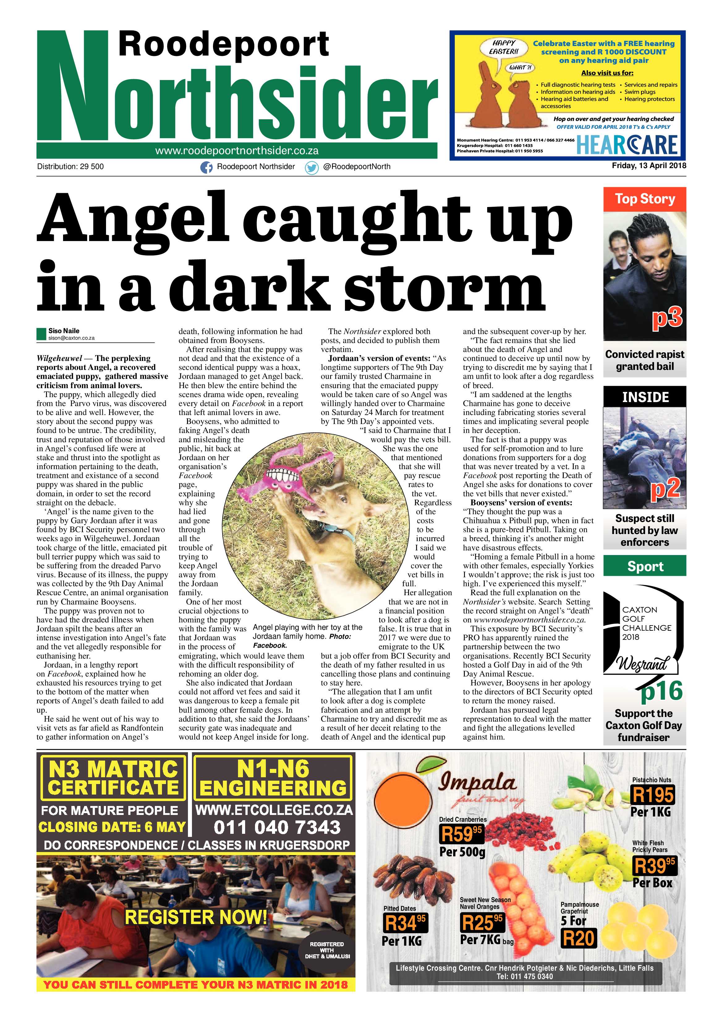 Roodepoort Northsider 13 April 2018 page 1