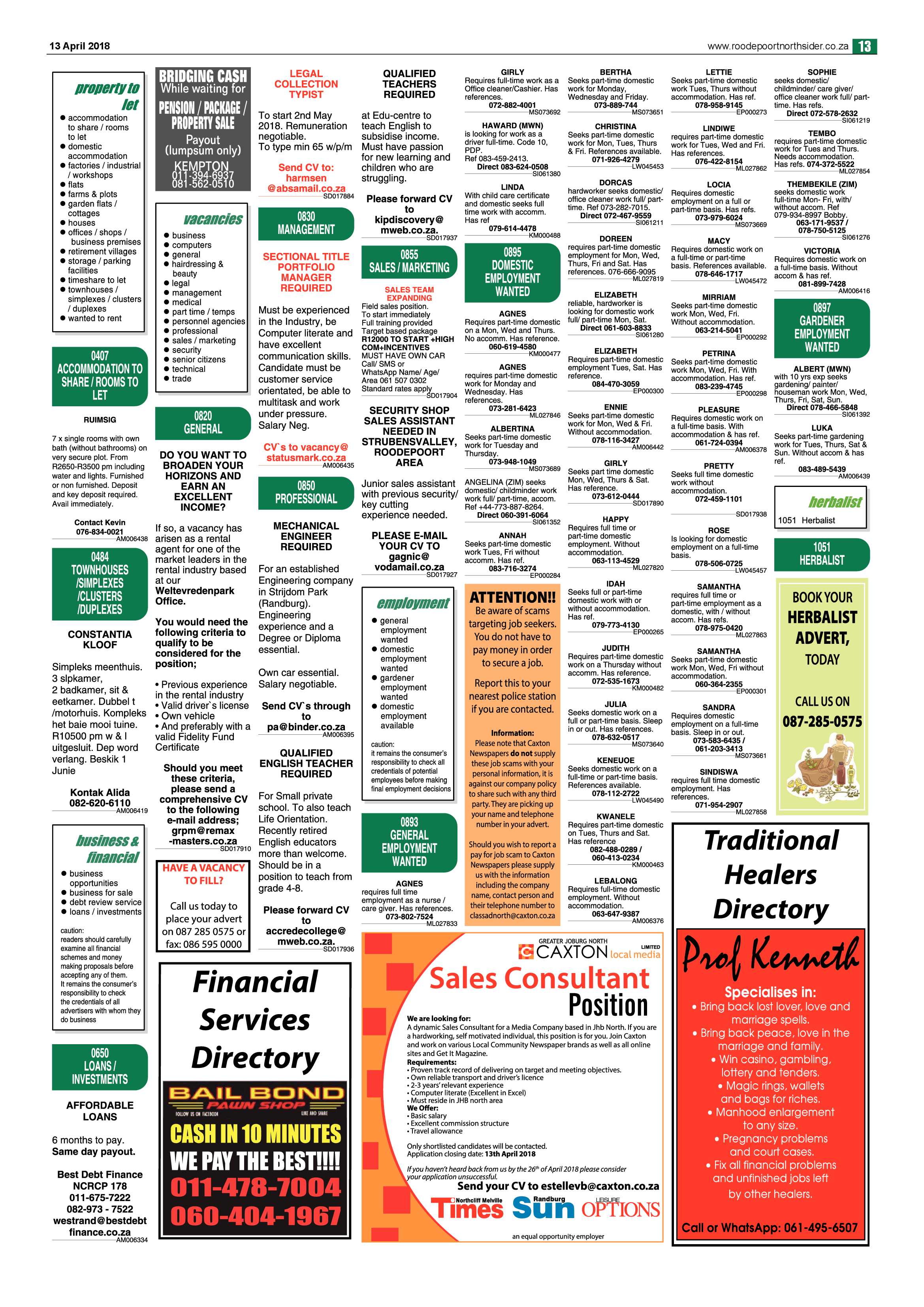 Roodepoort Northsider 13 April 2018 page 13