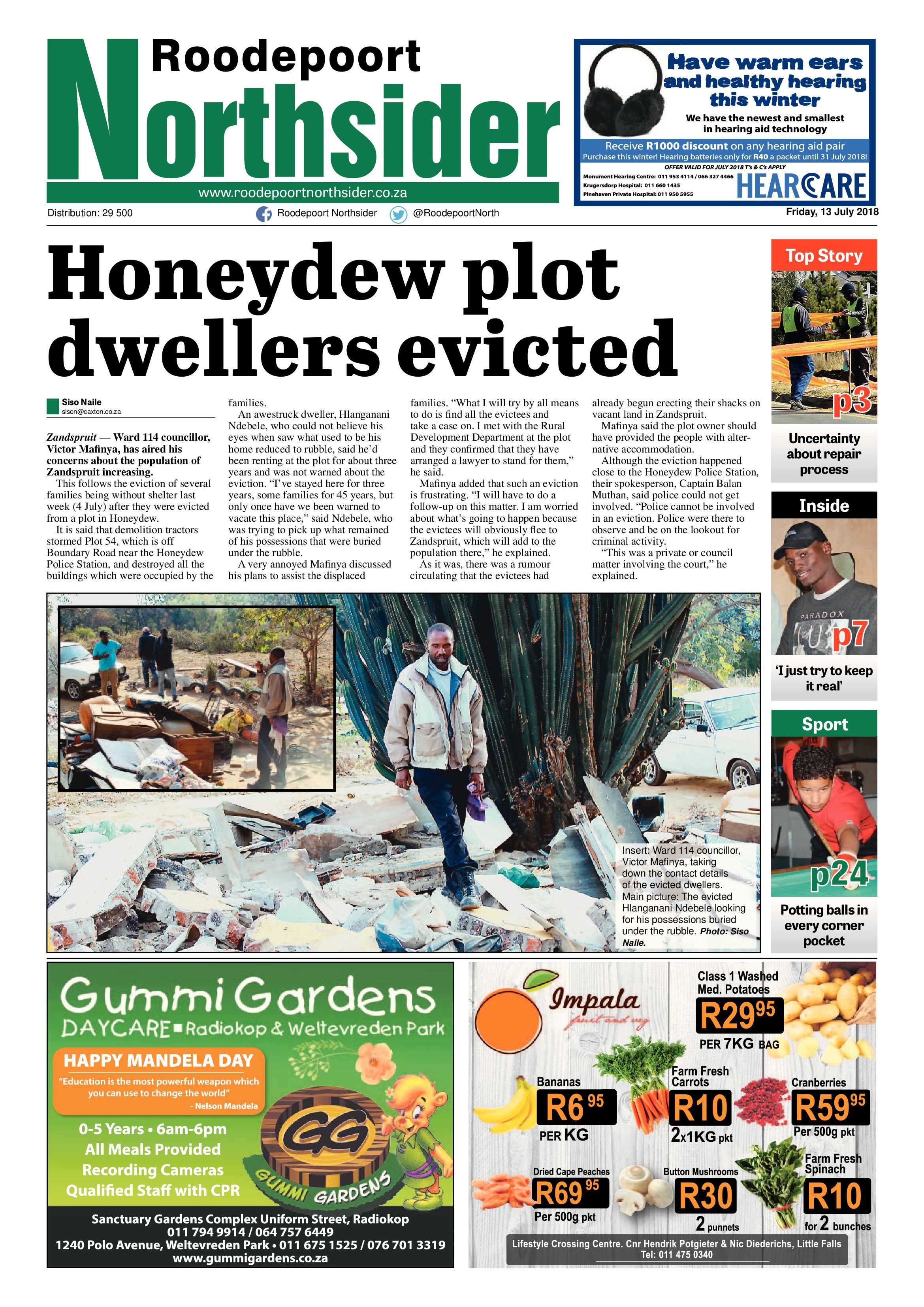 Roodepoort Northsider 13 July 2018 page 1