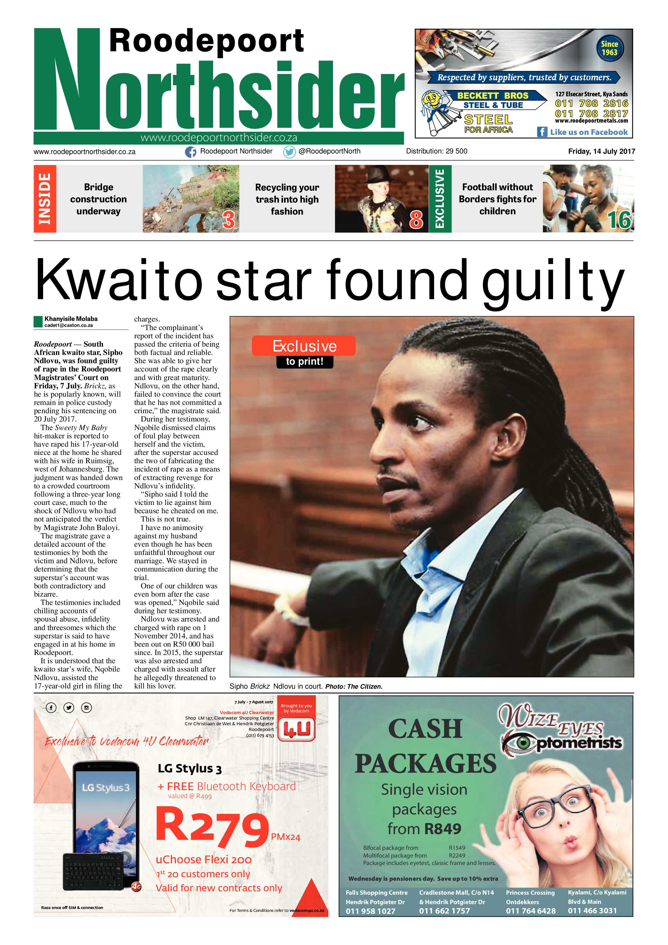 Roodepoort Northsider 14 July 2017 page 1