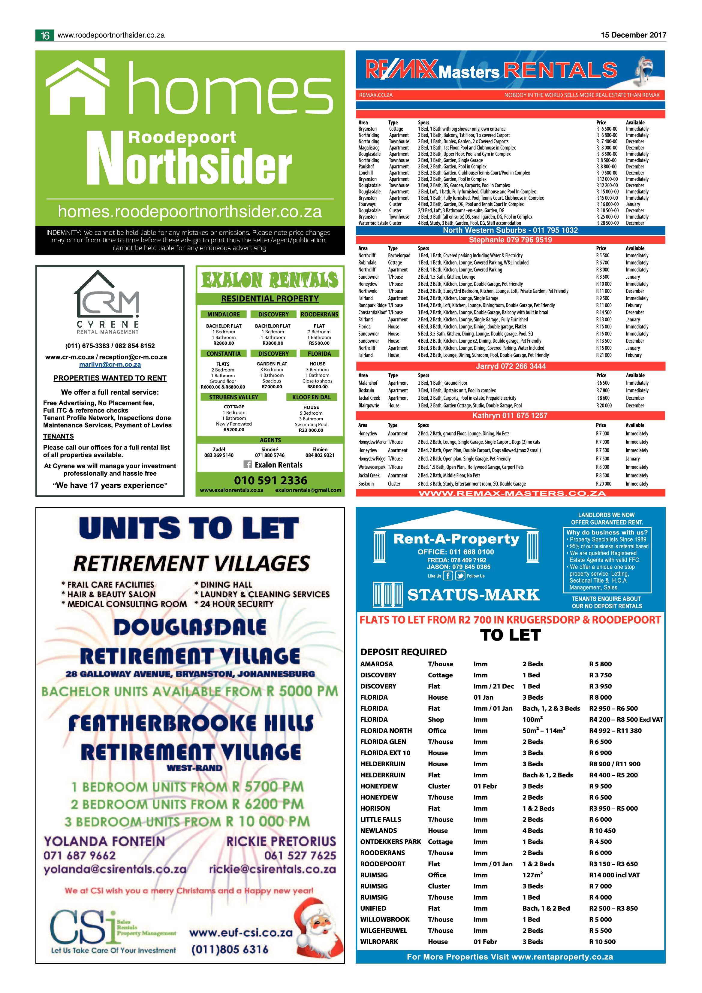 Roodepoort Northsider 15 December 2017 page 16