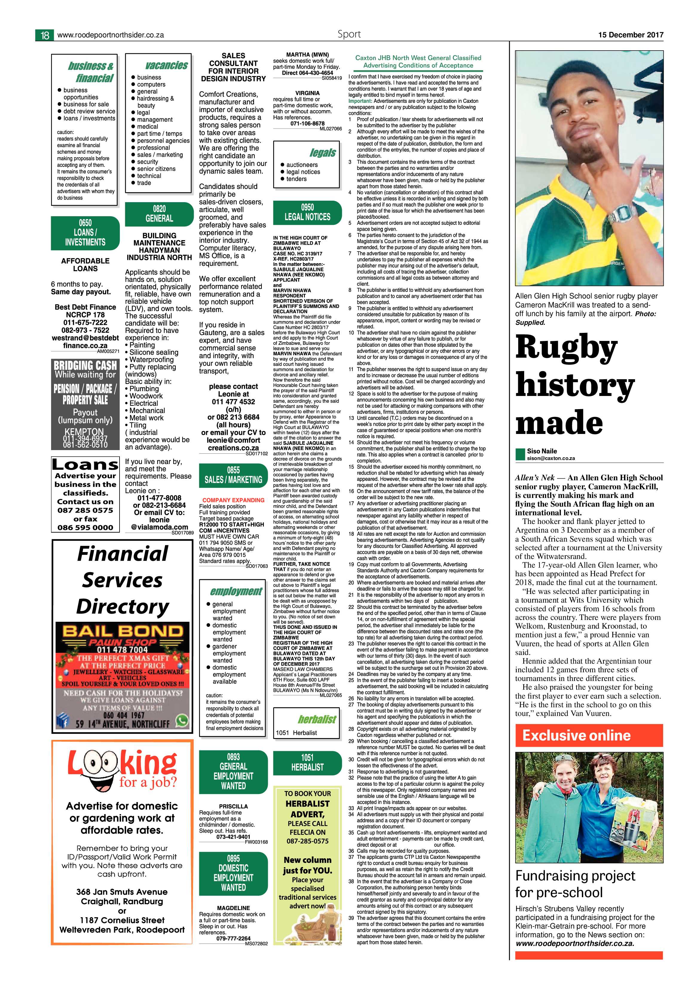 Roodepoort Northsider 15 December 2017 page 18