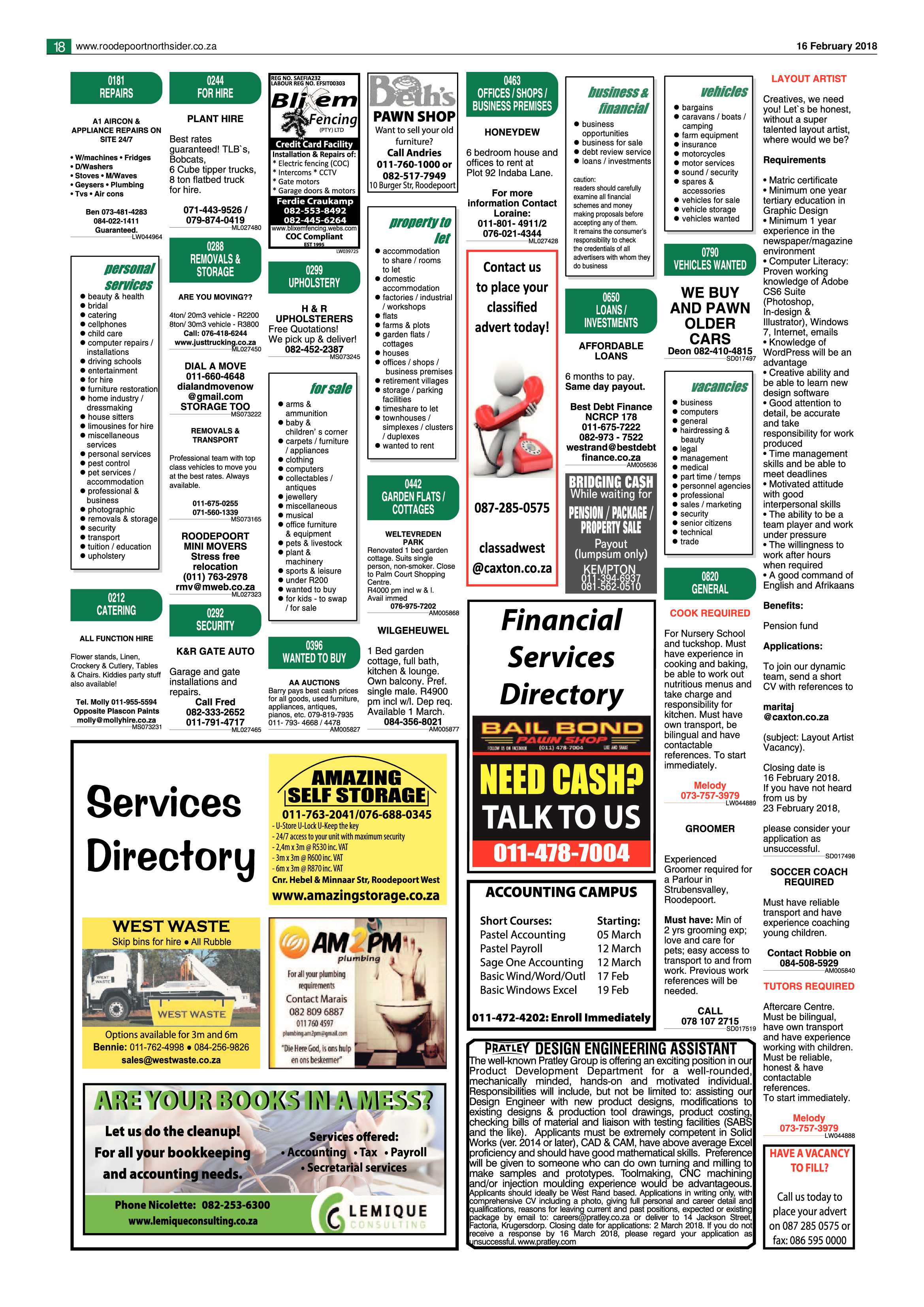 Roodepoort Northsider 16 February 2018 page 18