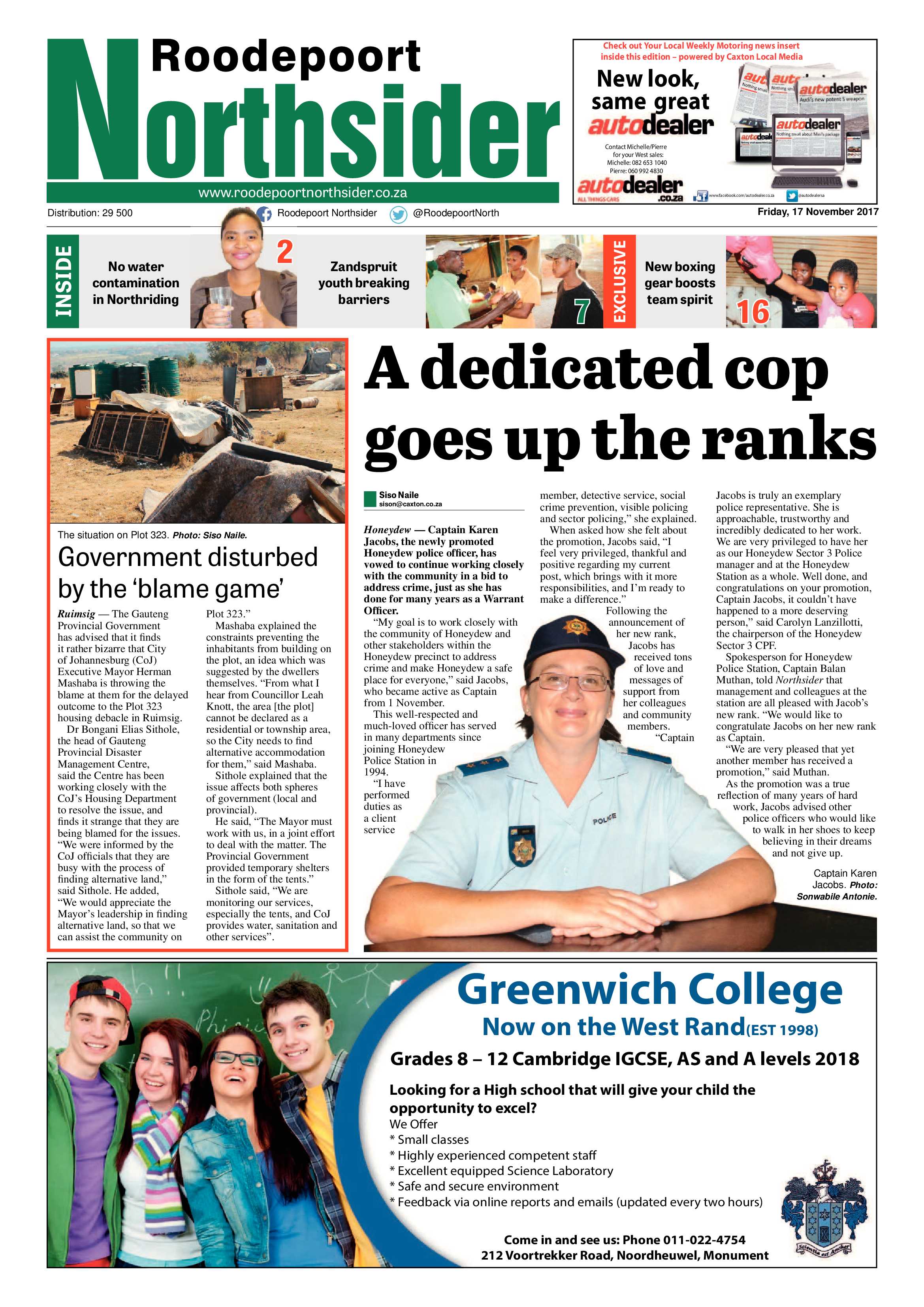 Roodepoort Northsider 17 November 2017 page 1