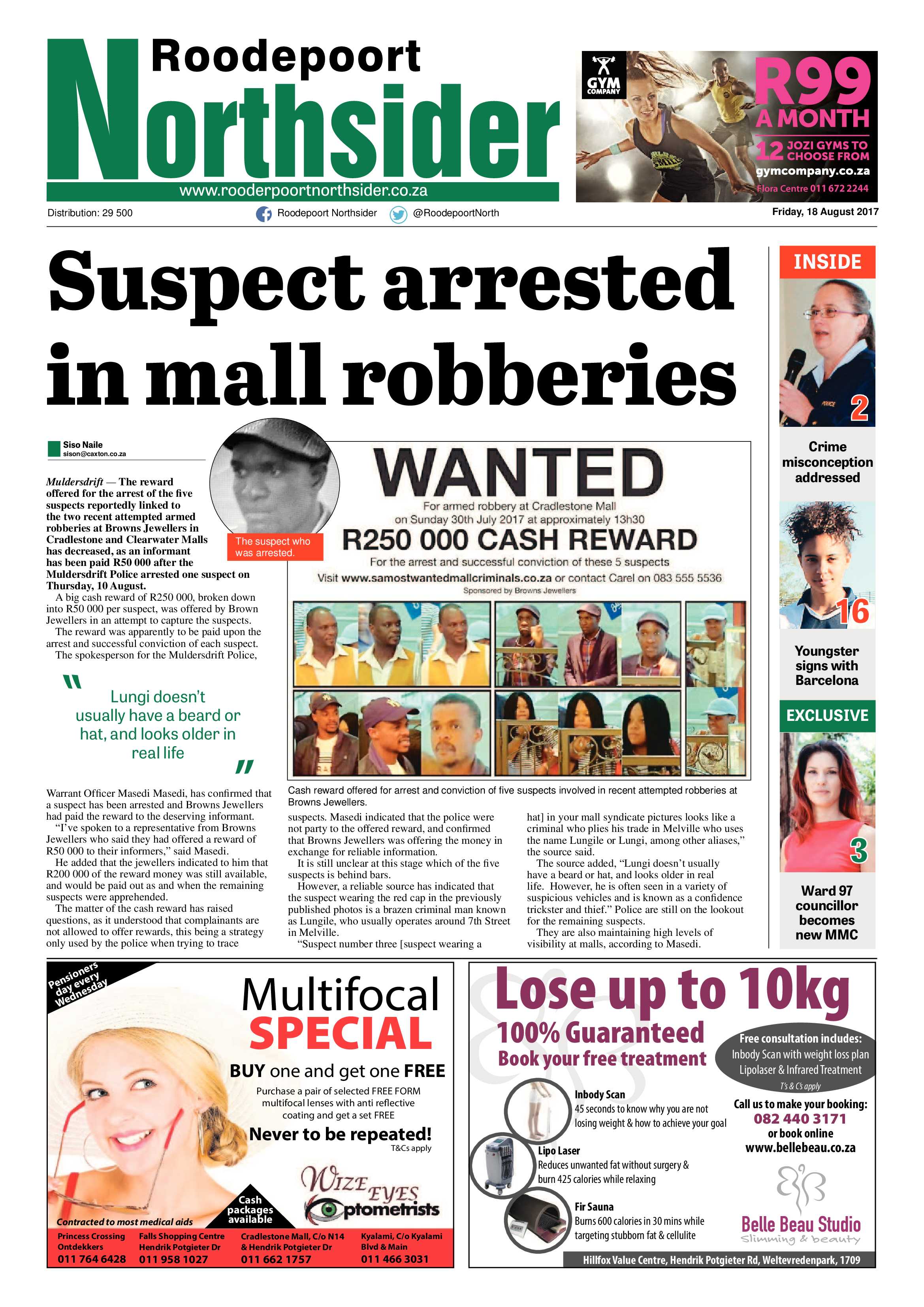 Roodepoort Northsider 18 August 2017 page 1