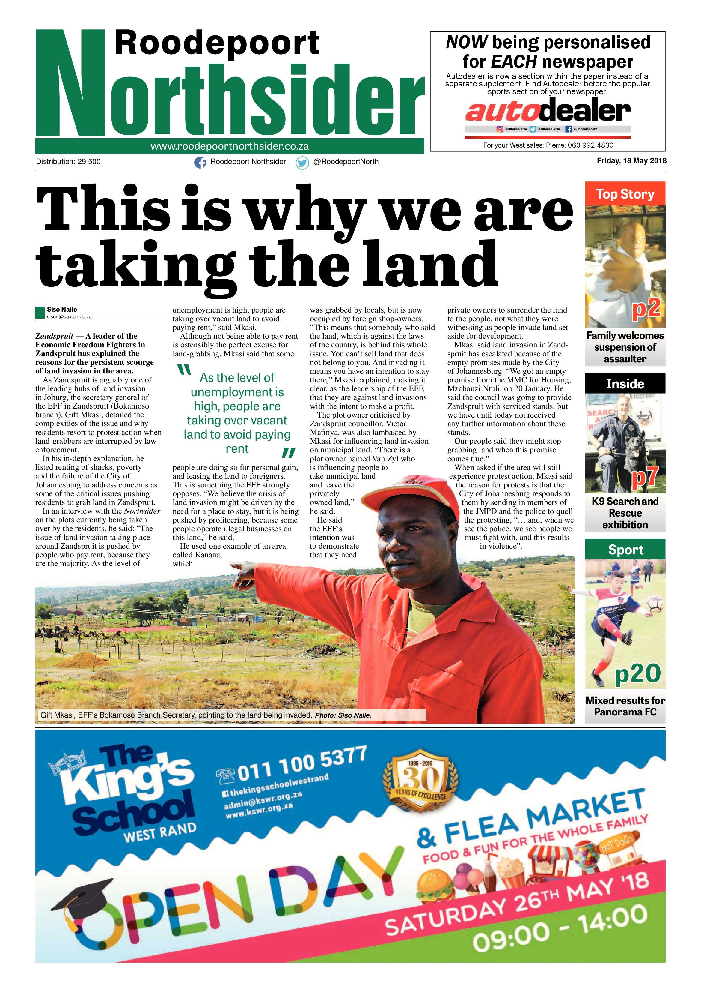 Roodepoort Northsider 18 May 2018 page 1