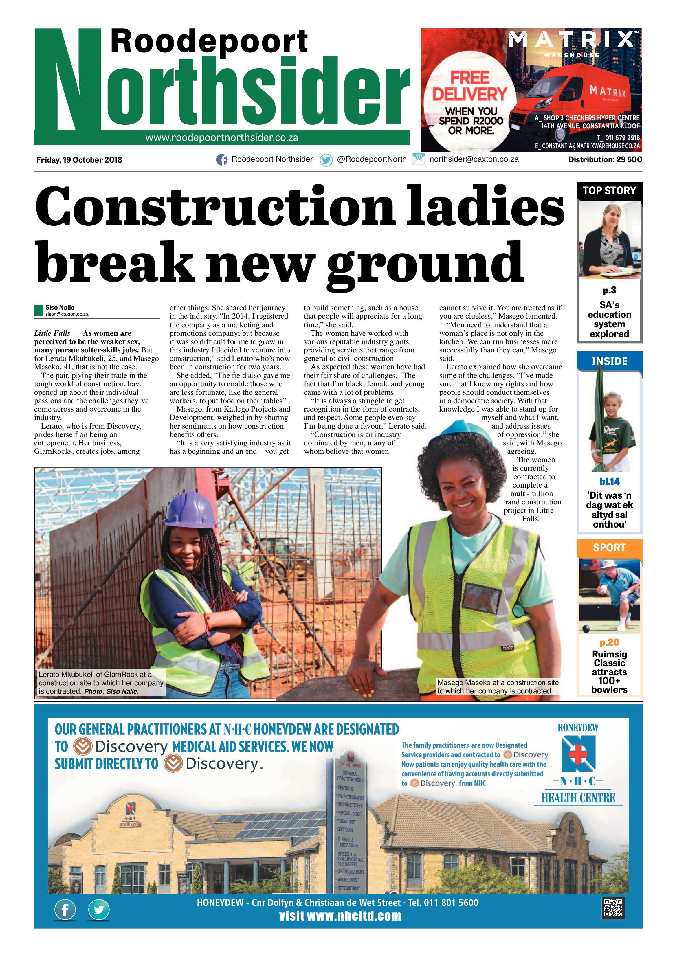 Roodepoort Northsider 19 October 2018 page 1