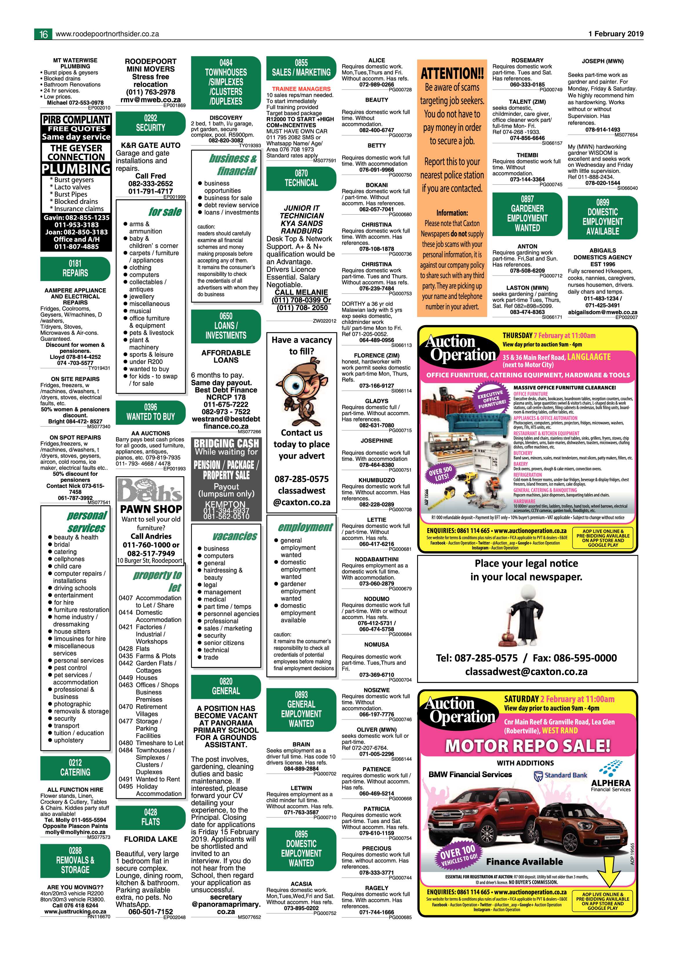 Roodepoort Northsider 1 February 2019 page 16