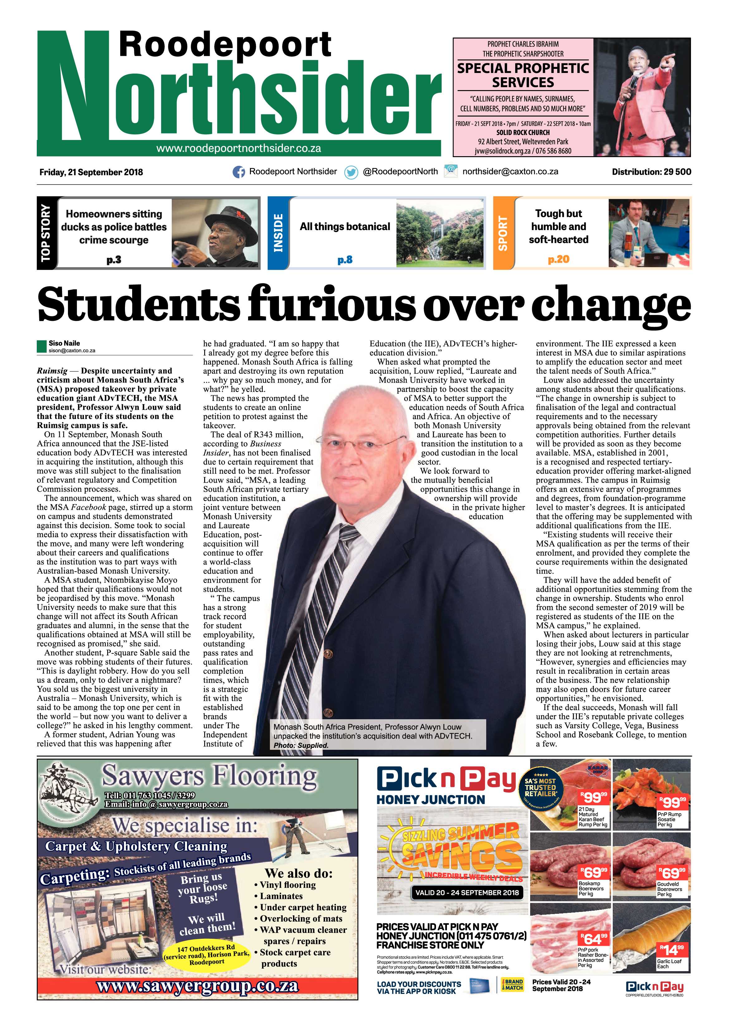 Roodepoort Northsider 21 September 2018 page 1