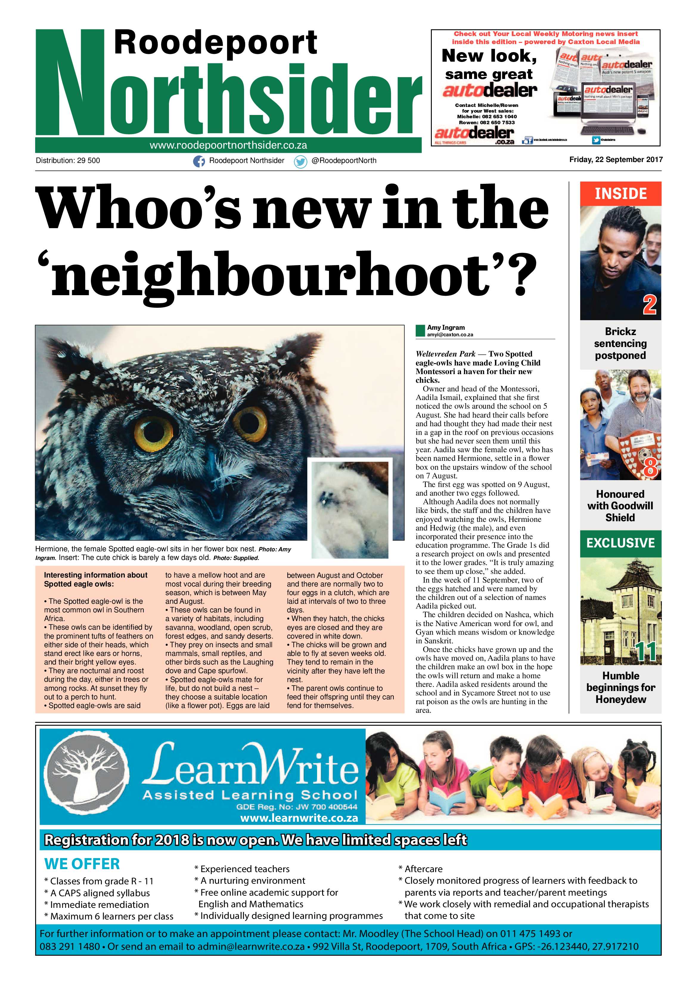 Roodepoort Northsider 22 September 2017 page 1