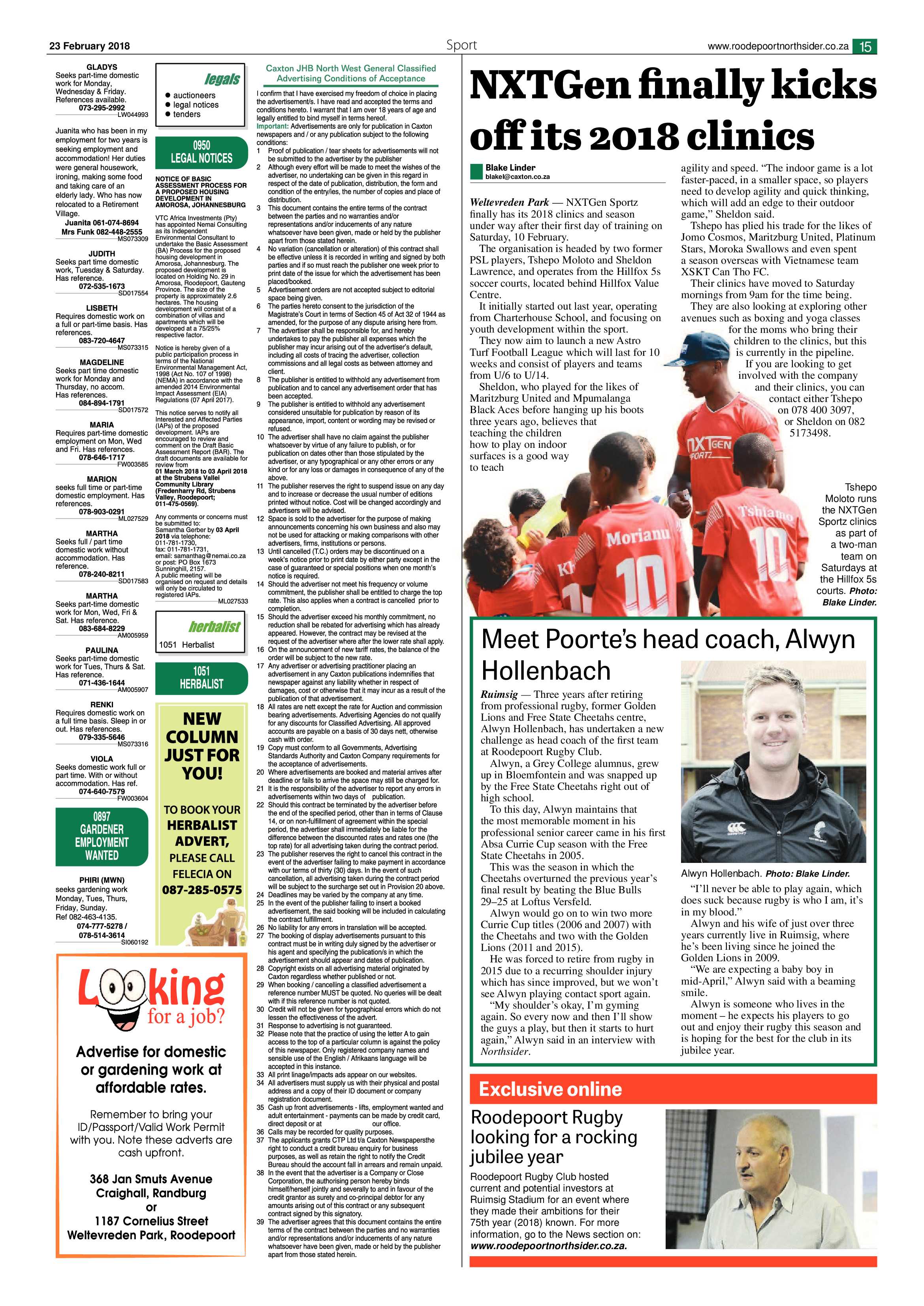 Roodepoort Northsider 23 February 2018 page 15