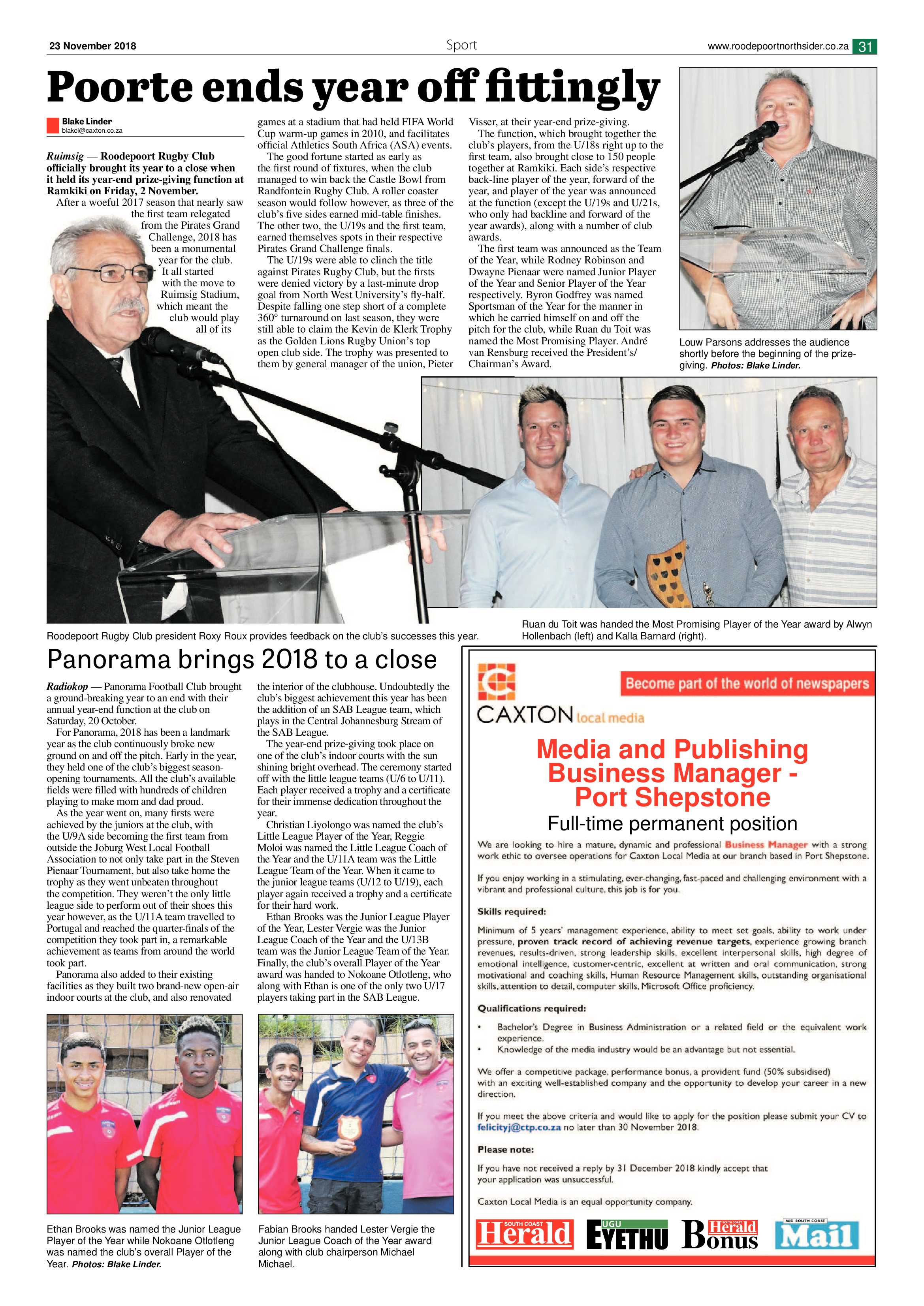 Roodepoort Northsider 23 November 2018 page 31