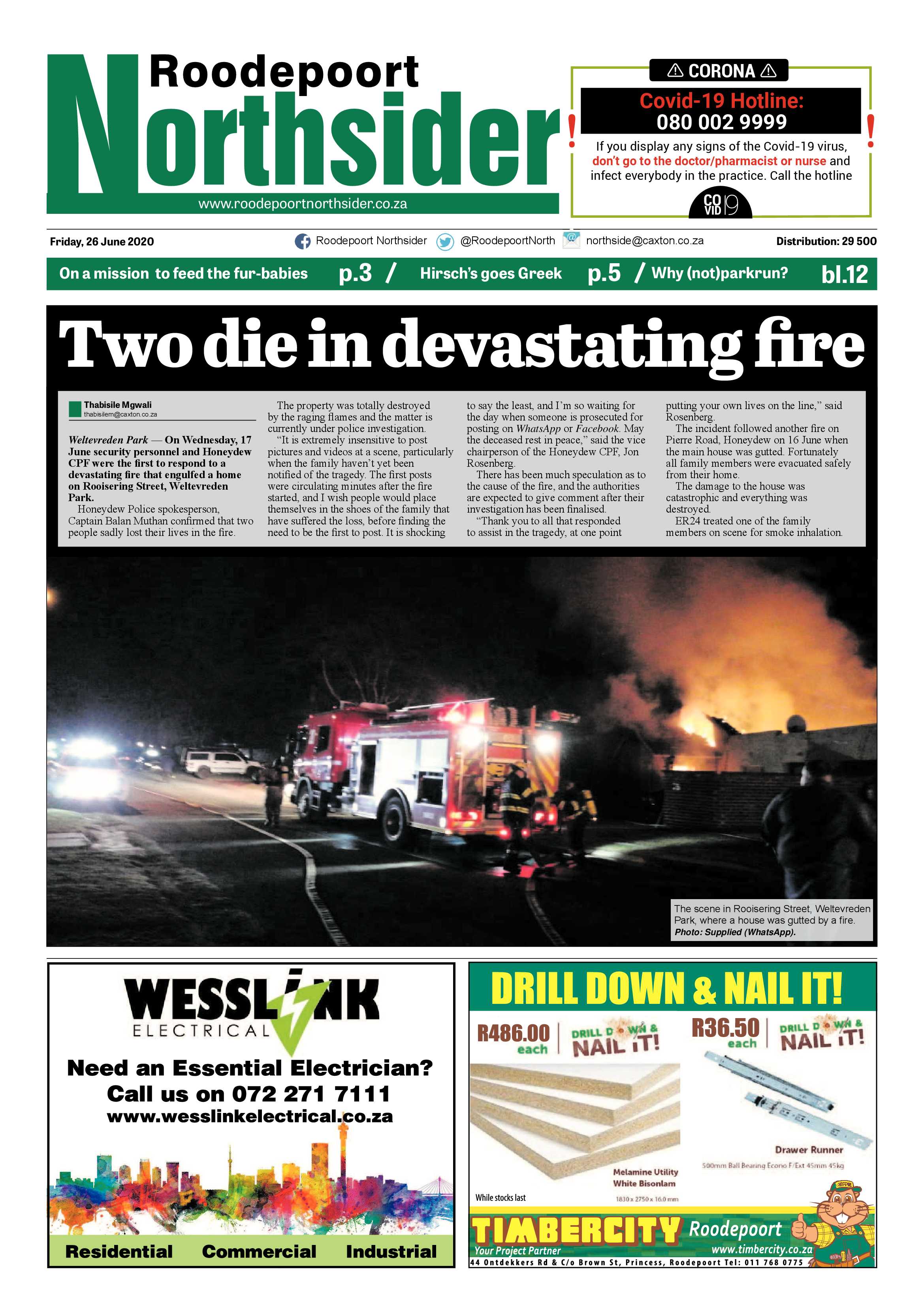 Roodepoort Northsider 26 June 2020 page 1