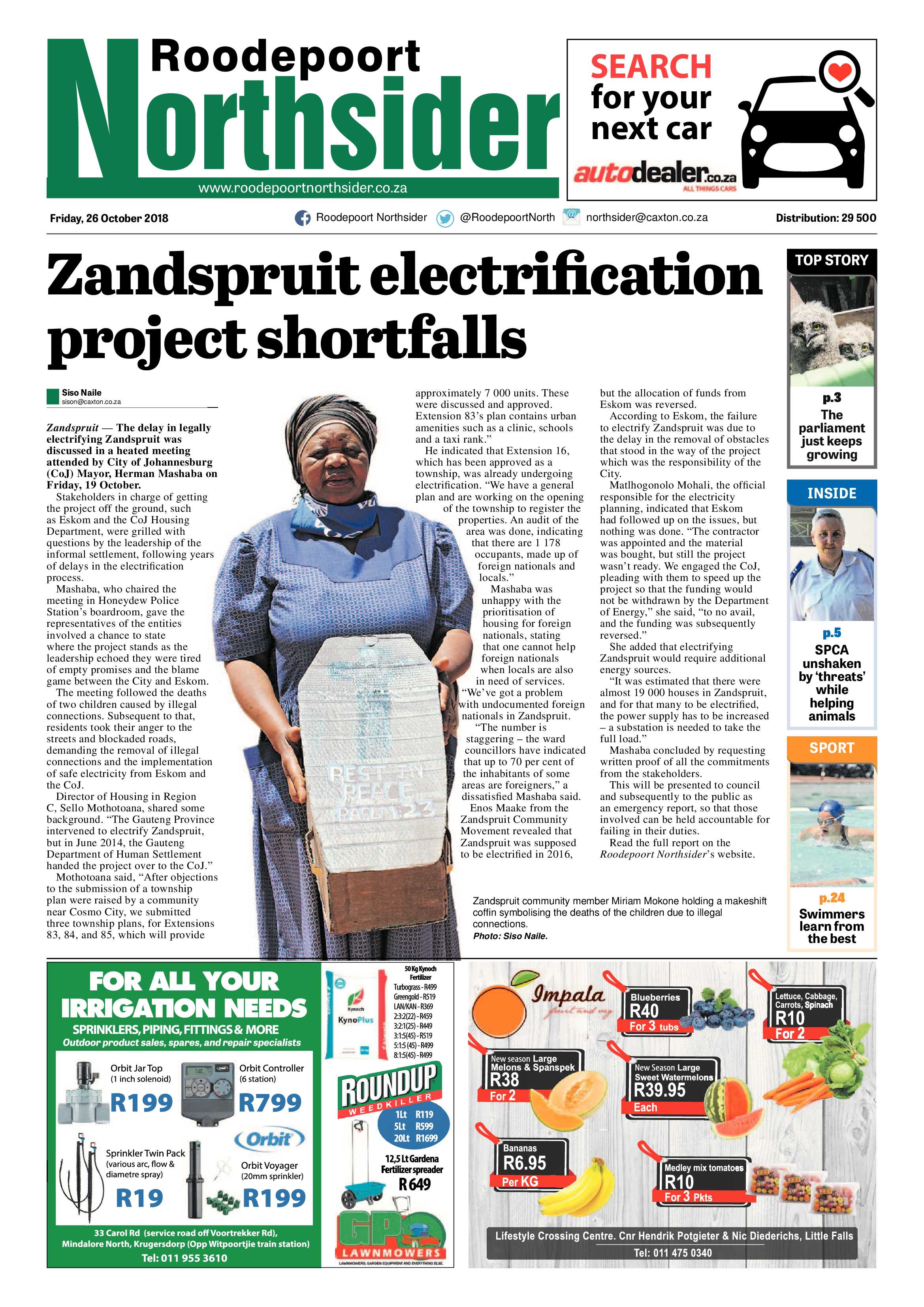 Roodepoort Northsider 26 October 2018 page 1