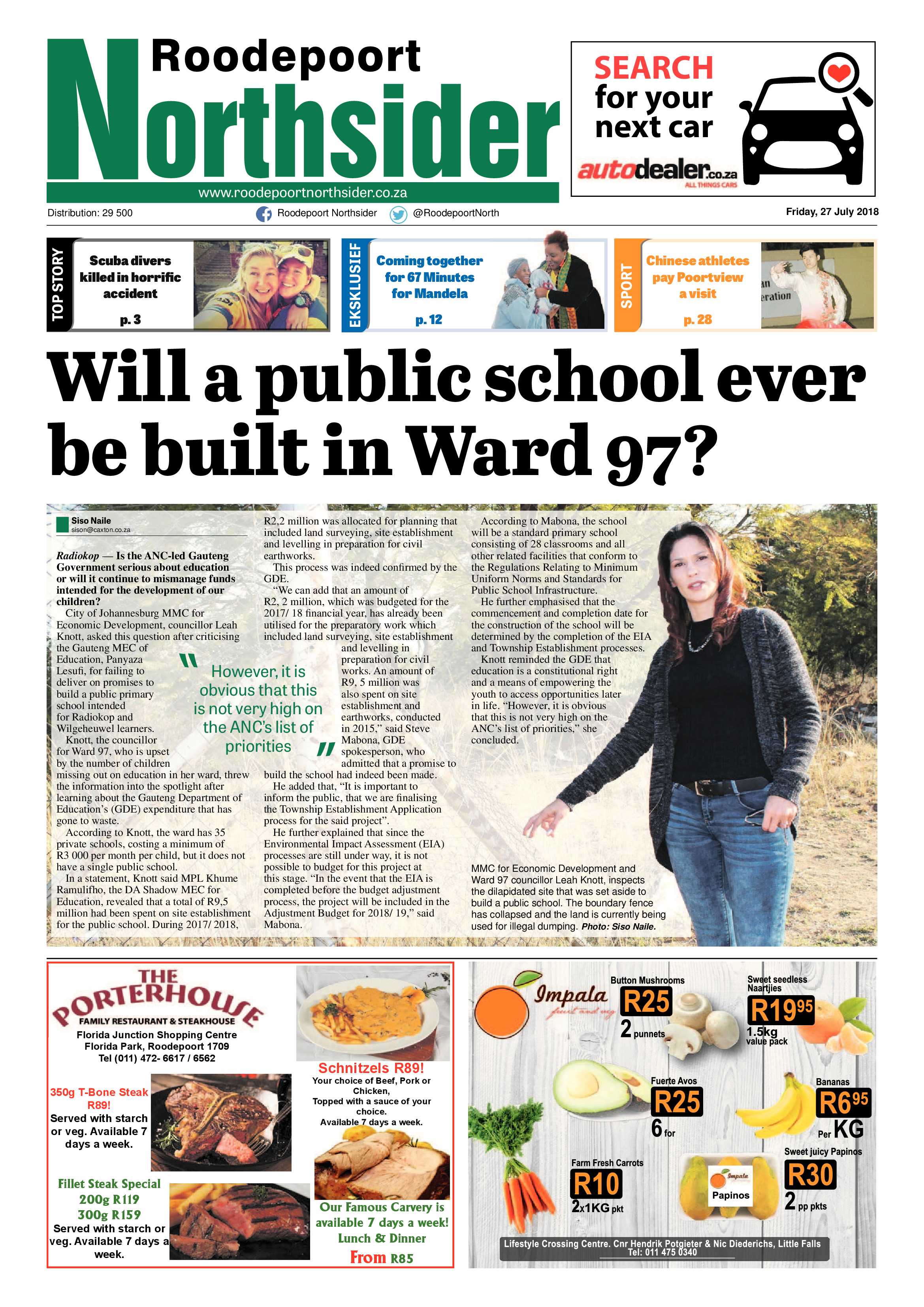 Roodepoort Northsider 27 July 2018 page 1