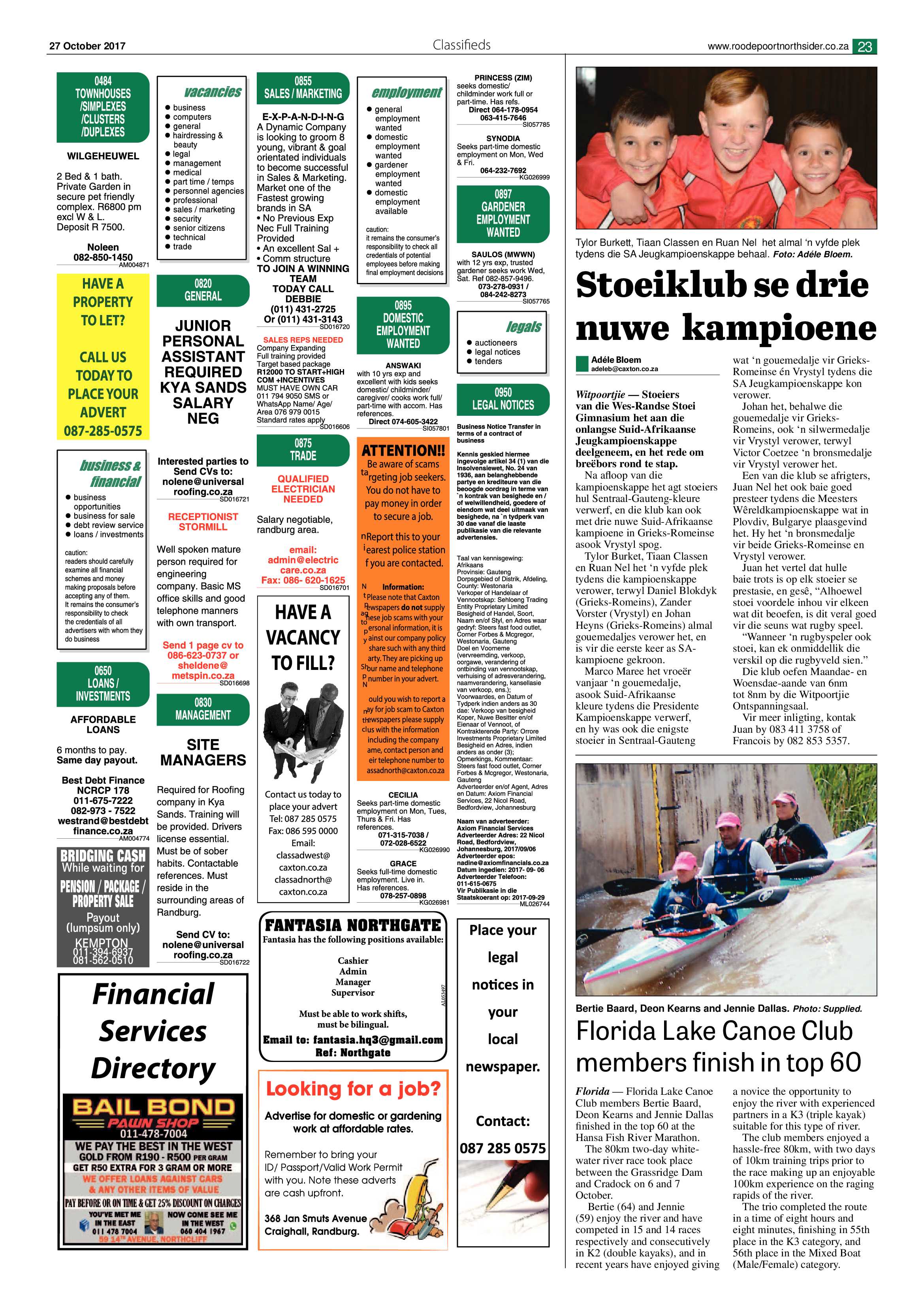 Roodepoort Northsider 27 October 2017 page 23