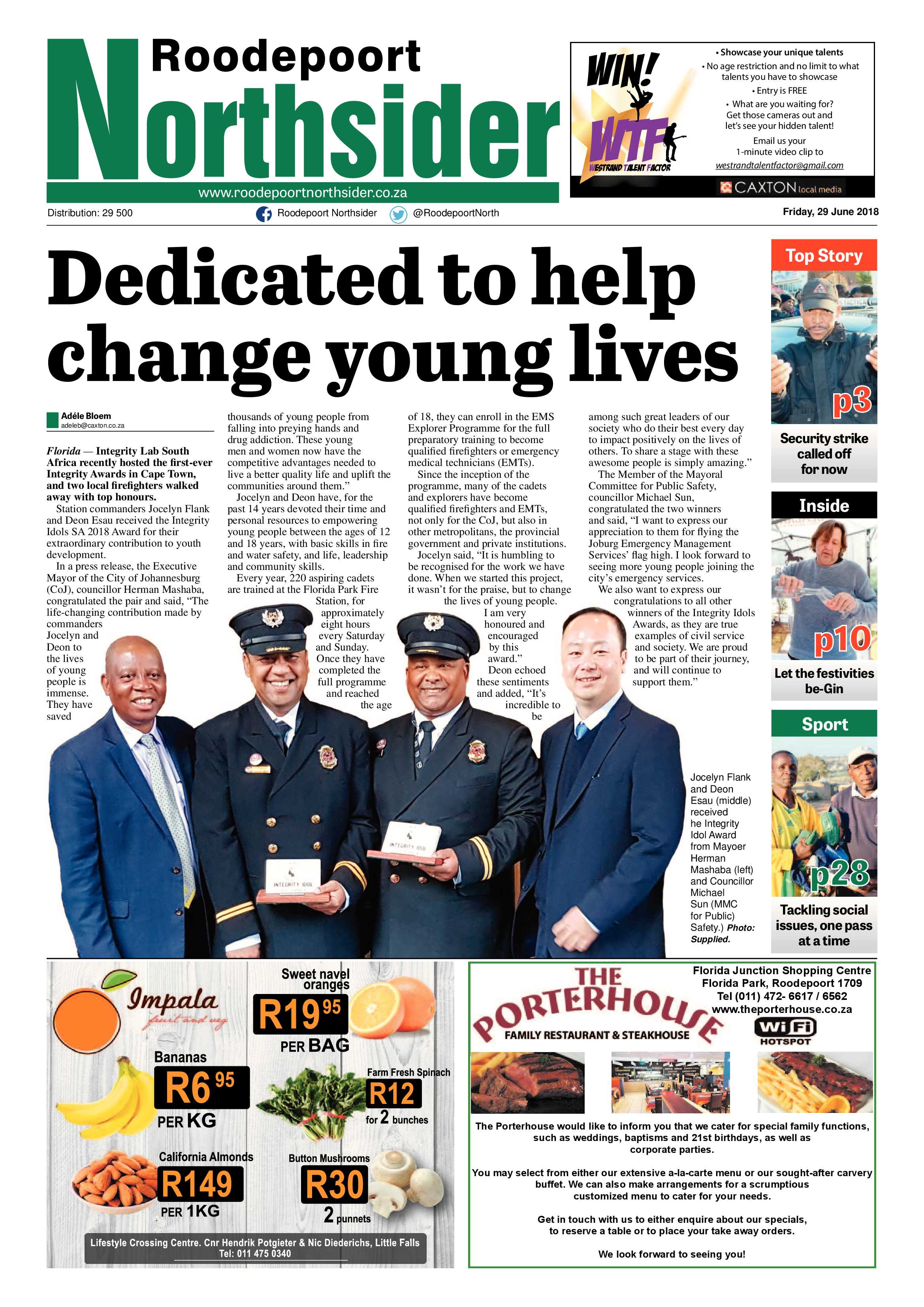 Roodepoort Northsider 29 June 2018 page 1