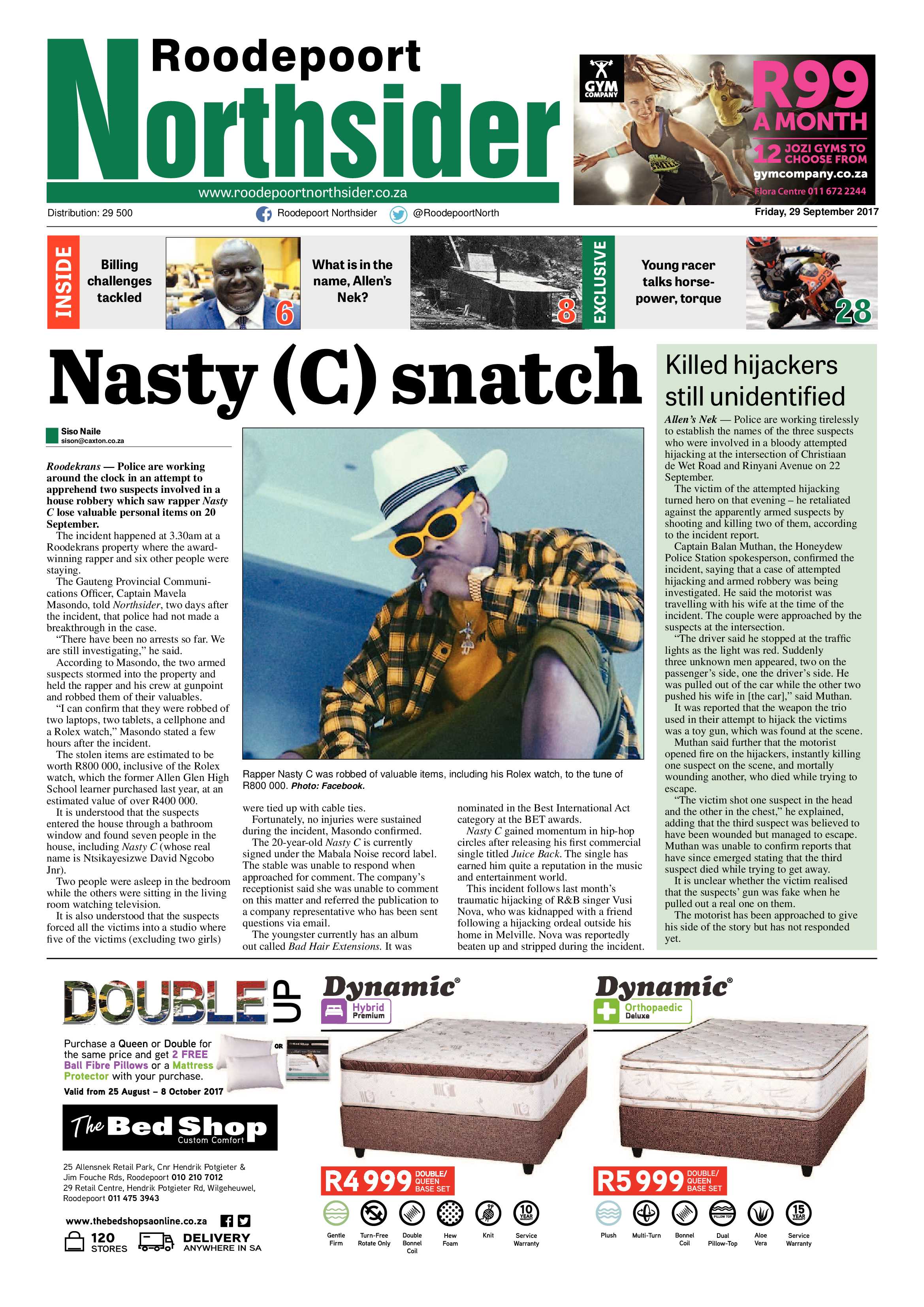 Roodepoort Northsider 29 September 2017 page 1