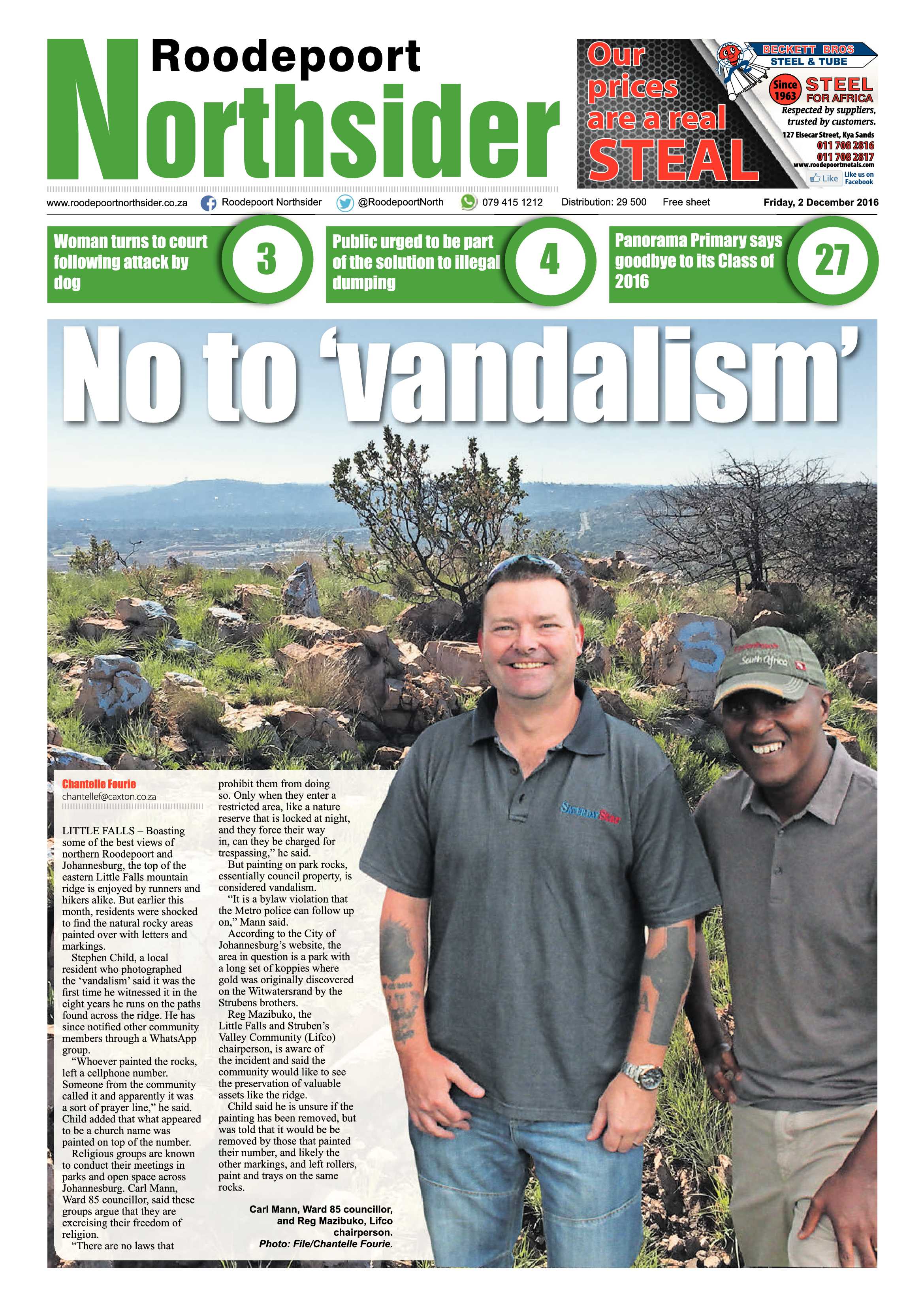 Roodepoort Northsider 2 December 2016 page 1