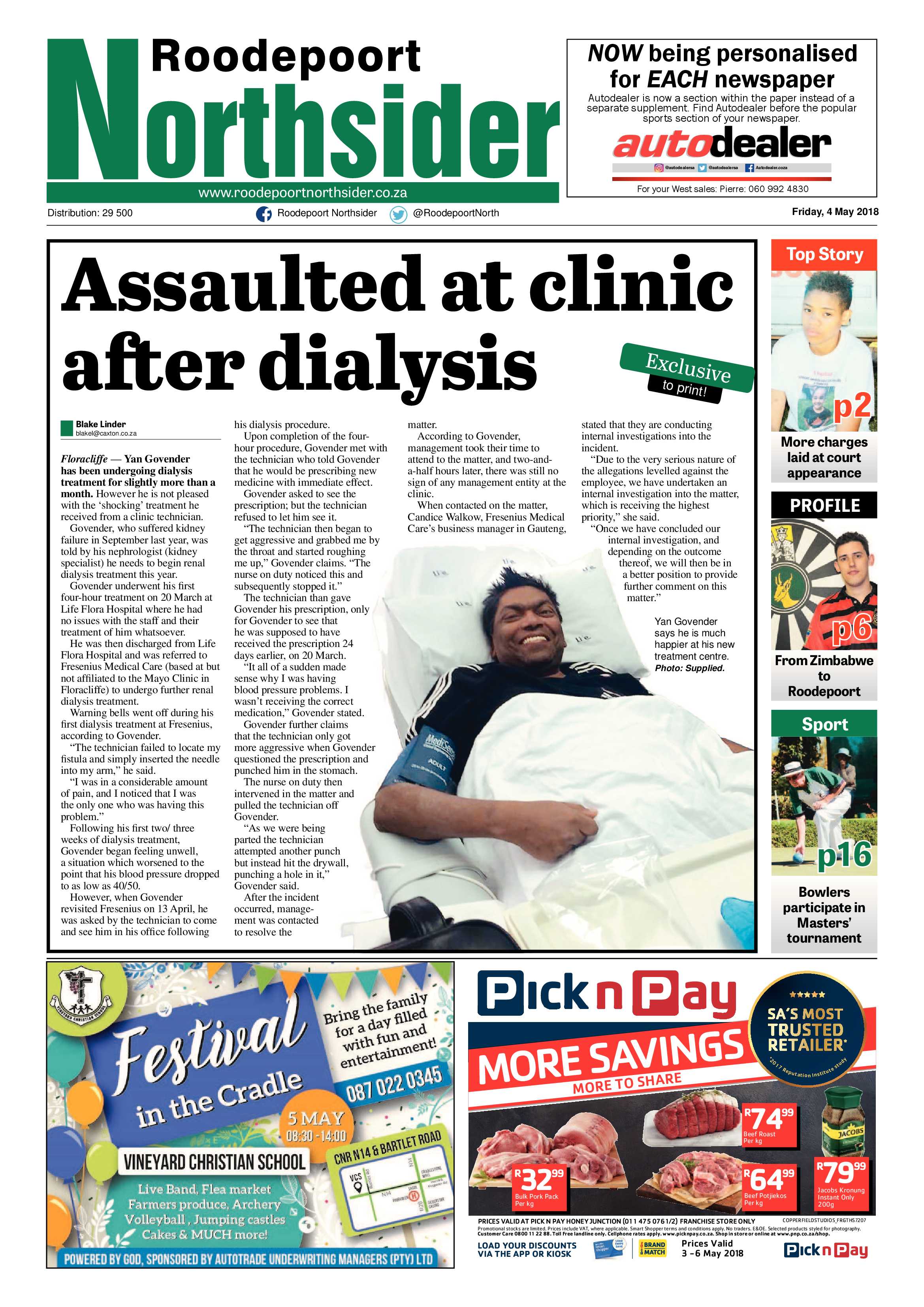 Roodepoort Northsider 4 May 2018 page 1