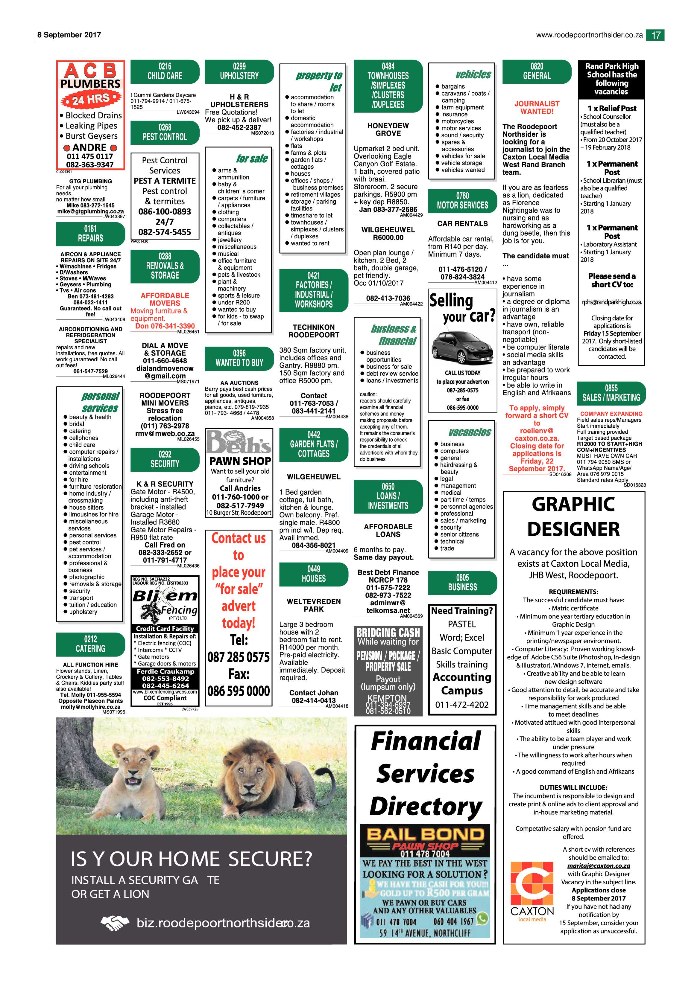 Roodepoort Northsider 8 September 2017 page 17